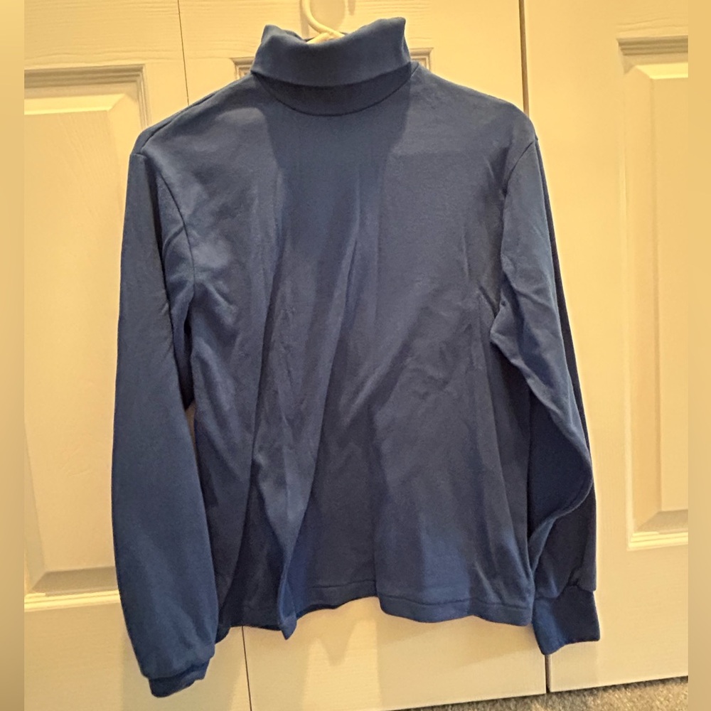 Lands’ End Women’s Blue Long-Sleeve Turtleneck Top L